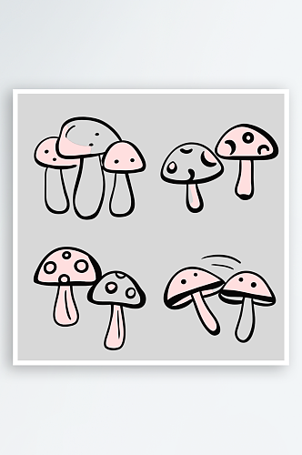 蘑菇卡通风格免抠图小图标