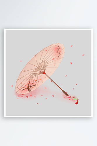 粉色雨伞中国风纸伞设计png素材