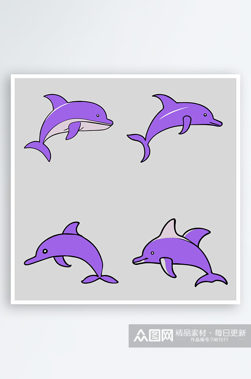 海豚卡通风格免抠图元素素材