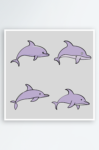 海豚卡通风格免抠图元素