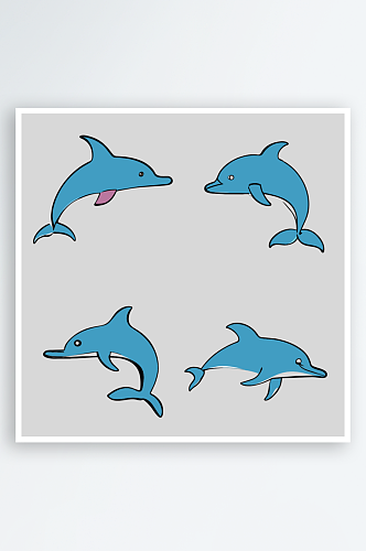 海豚卡通风格免抠图元素