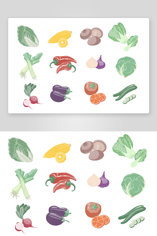 线排清漫蔬菜设计素材