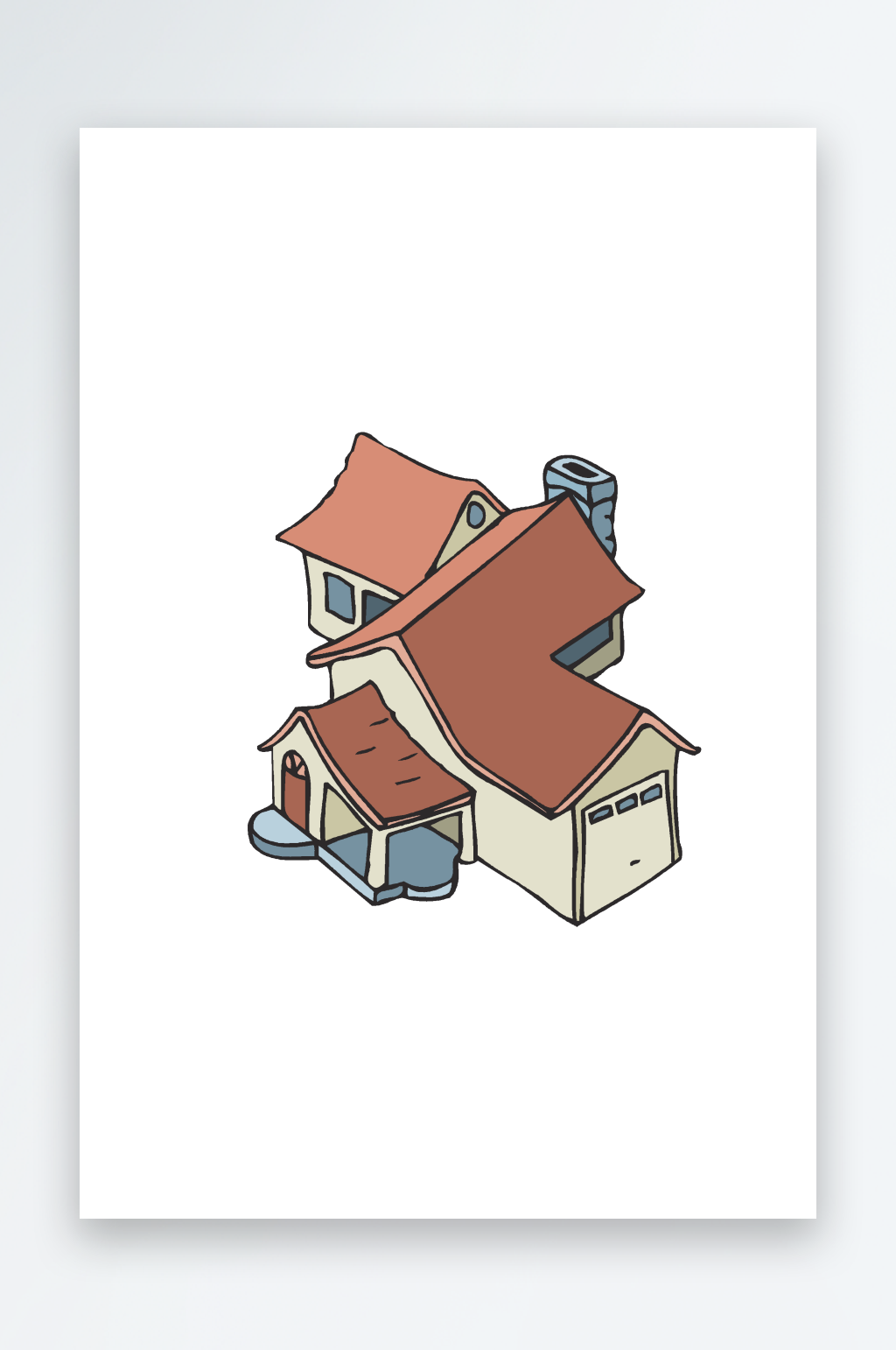 水彩建筑矢量图标素材素材