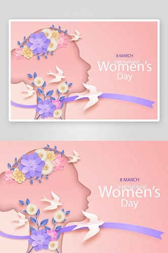 手绘三八妇女节海报背景模版素材