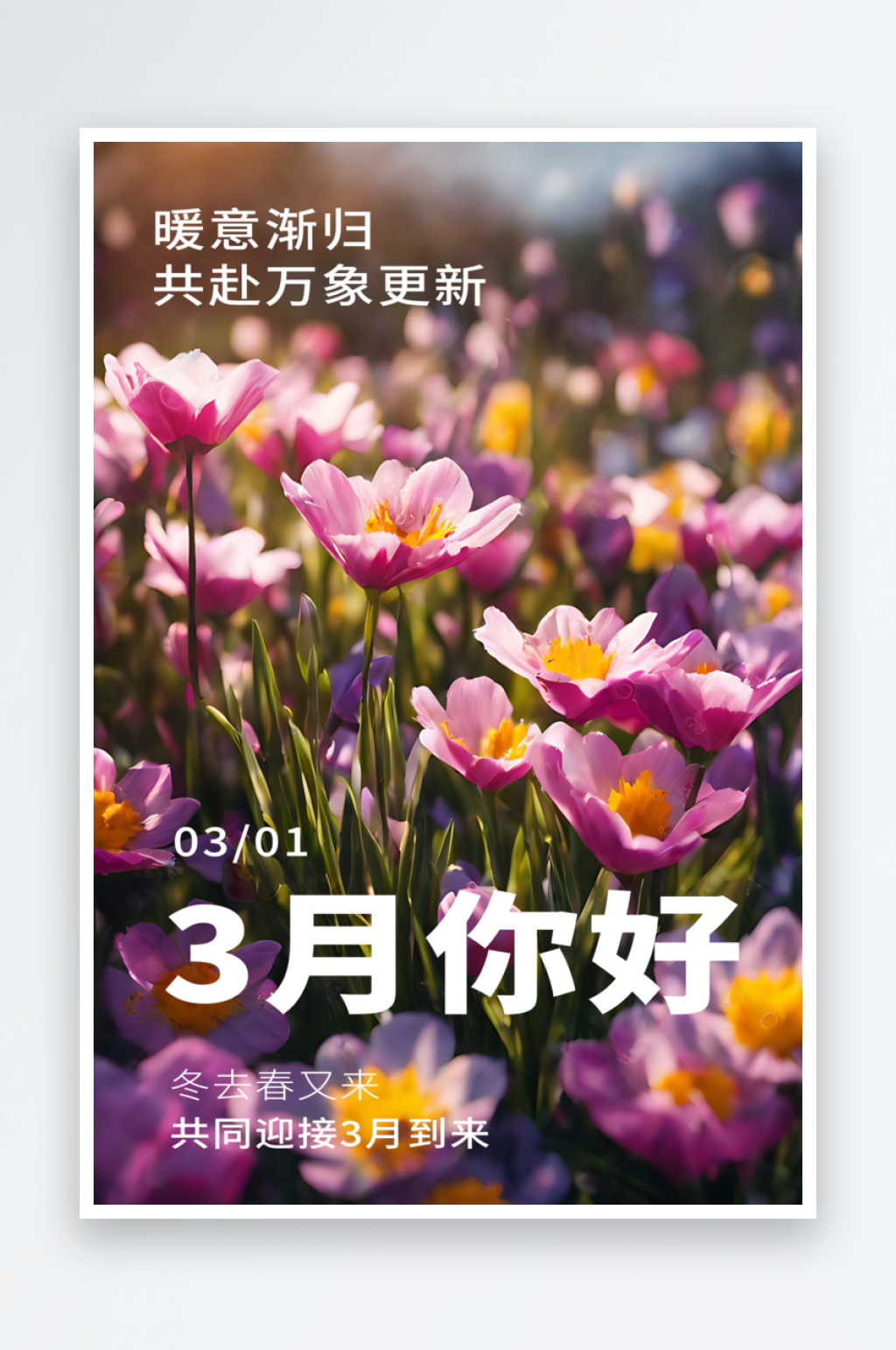 3月你好问候摄影图海报素材