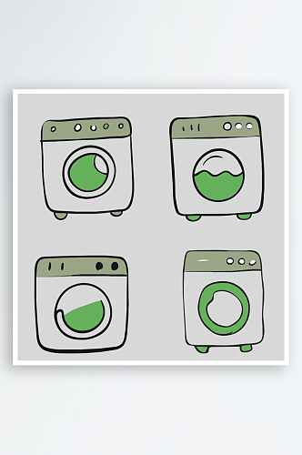 洗衣机卡通风格免抠图小元素