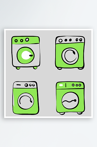洗衣机卡通风格免抠图元素