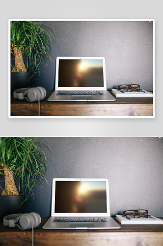 角落区域办公笔记本电脑样机