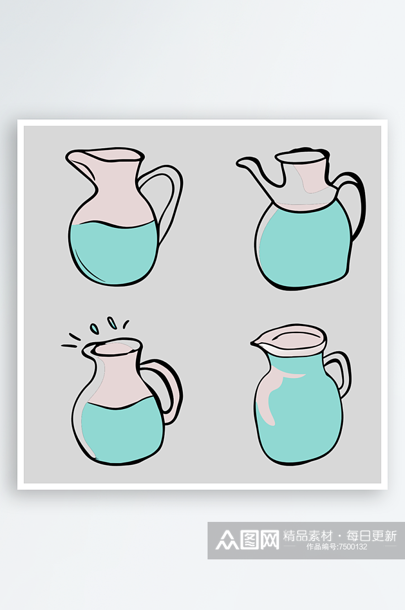 水瓶卡通风格免抠图元素素材