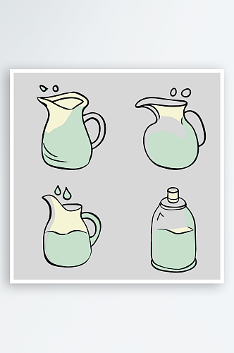 水瓶卡通风格免抠图图标