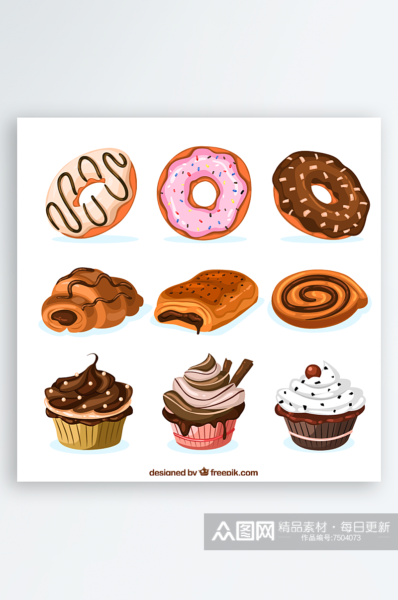 矢量甜品甜甜圈面包美食图标素材素材