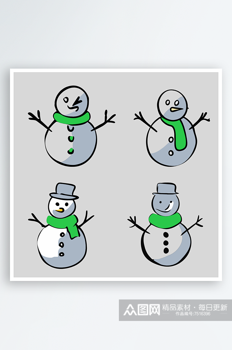 雪人卡通风格免抠图元素素材