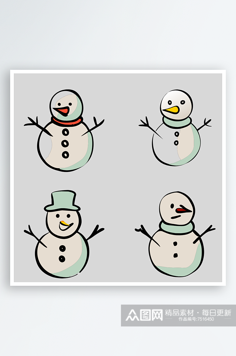 雪人卡通风格免抠图元素素材