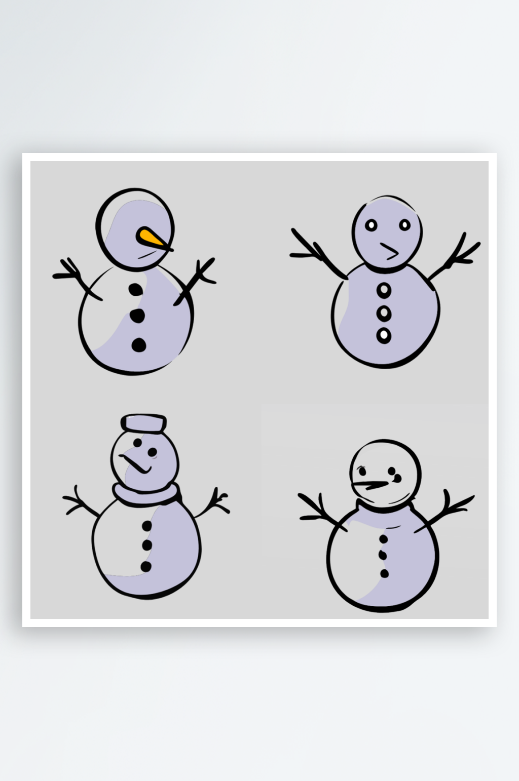 雪人卡通风格免抠图小元素素材