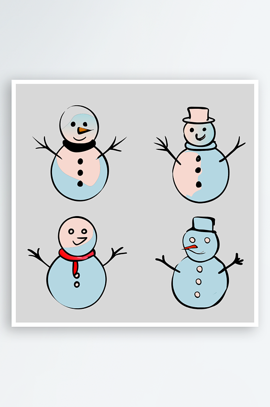 雪人卡通风格免抠图小元素