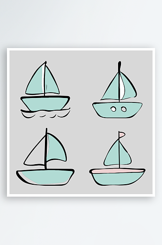 帆船卡通风格免抠图元素