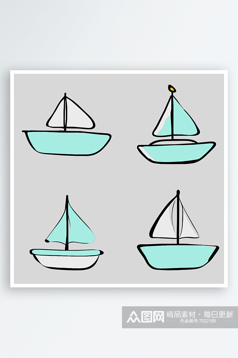 帆船卡通风格免抠图元素素材