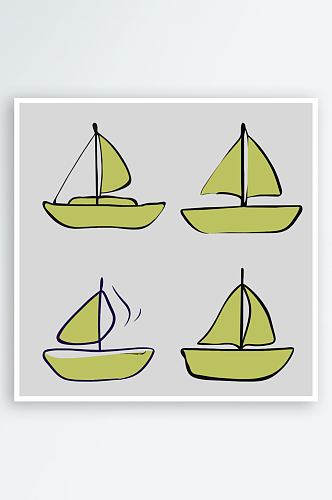帆船卡通风格免抠图小元素