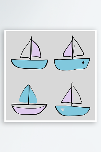 帆船卡通风格免抠图小元素
