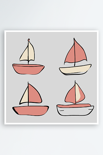 帆船卡通风格免抠图元素