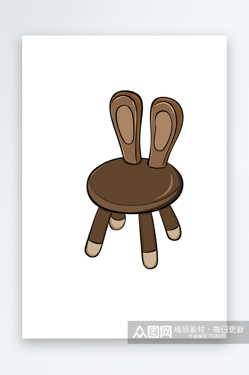 兔子木头凳子简笔画素材