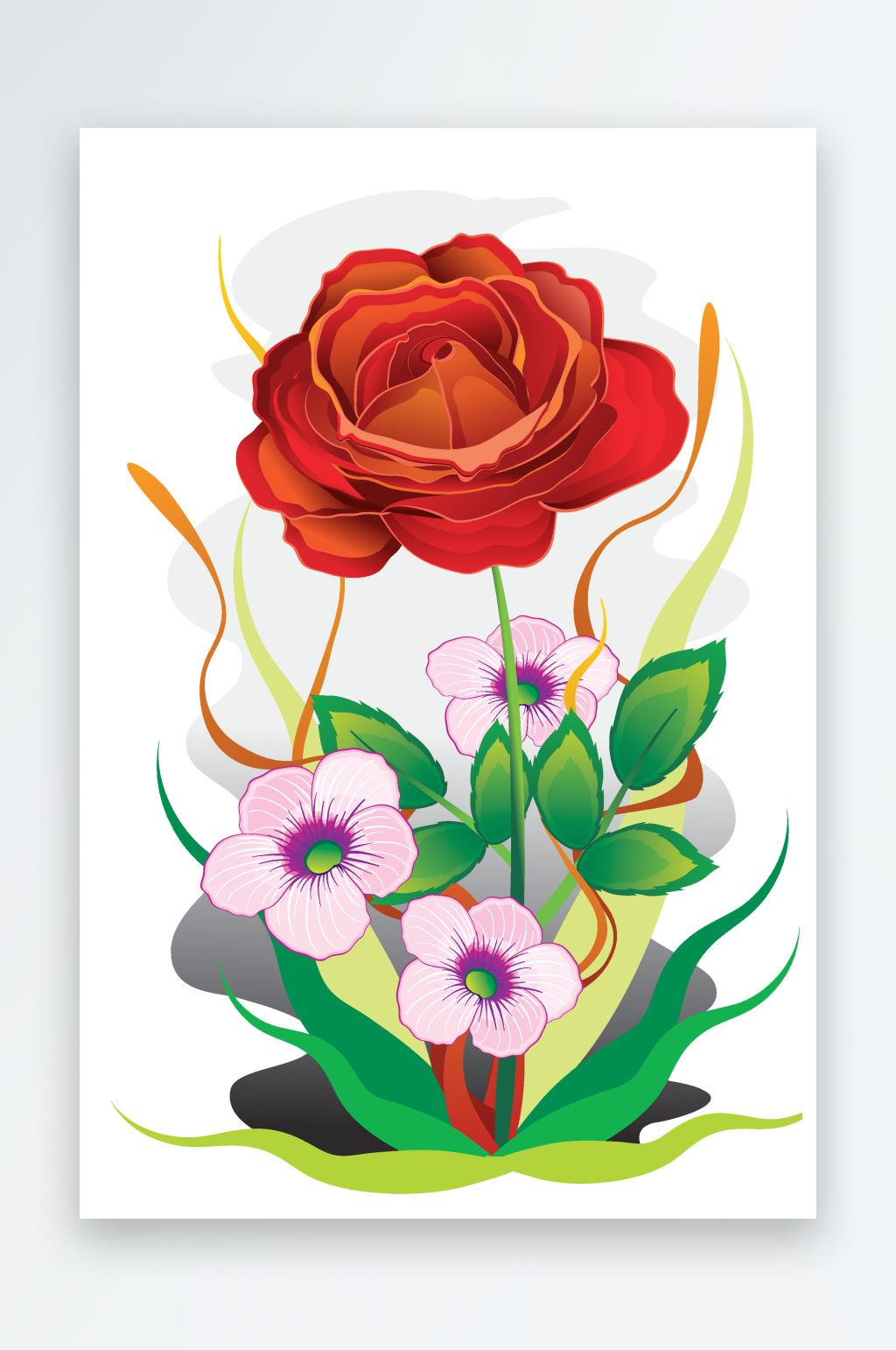 唯美花卉矢量树叶插画素材