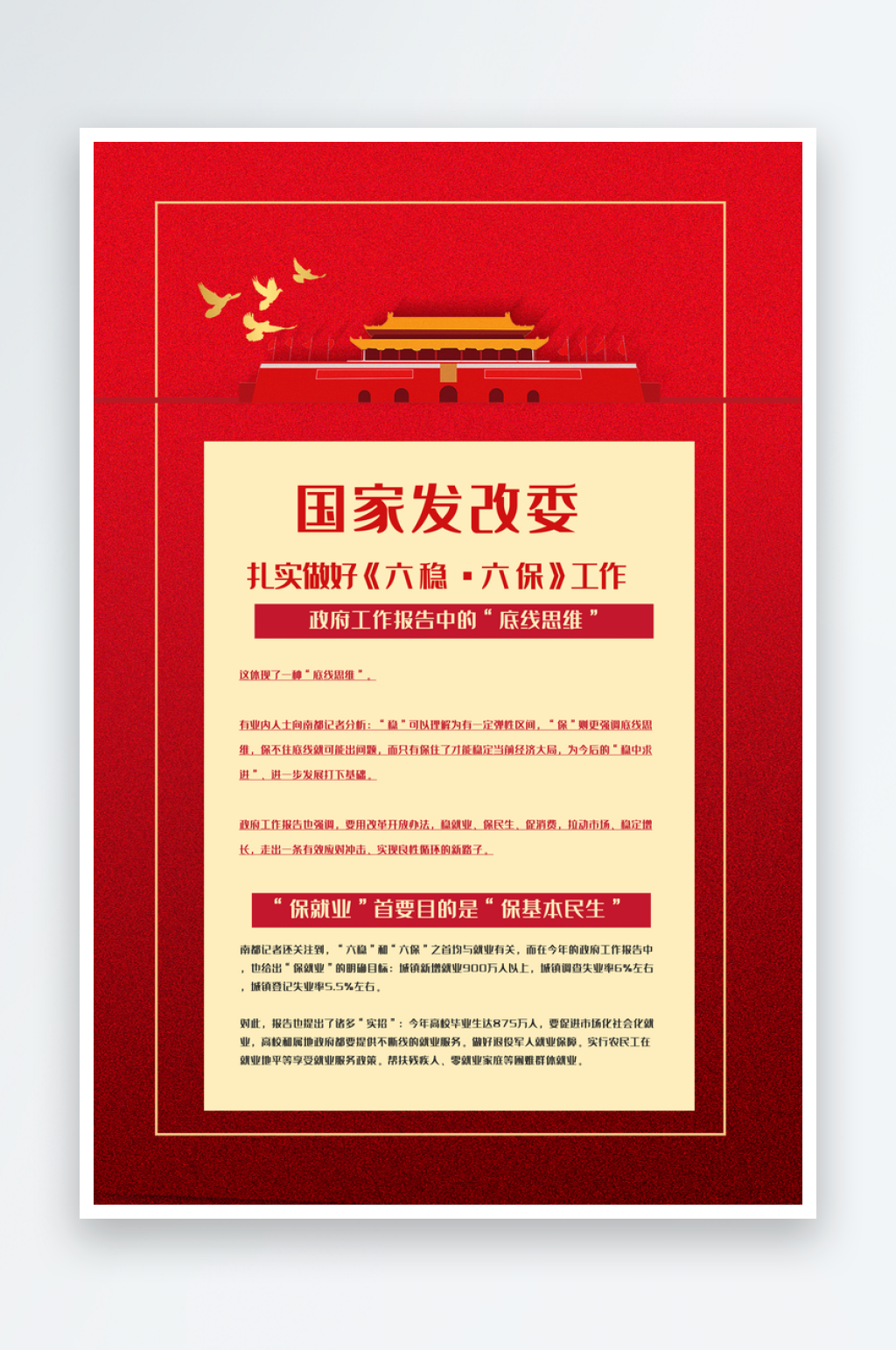 红色简约两会解答海报设计素材