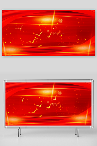 红色渐变星光海报背景