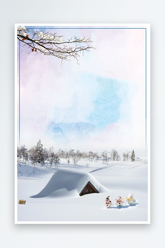 冬季冬天自然风景雪景背景设计