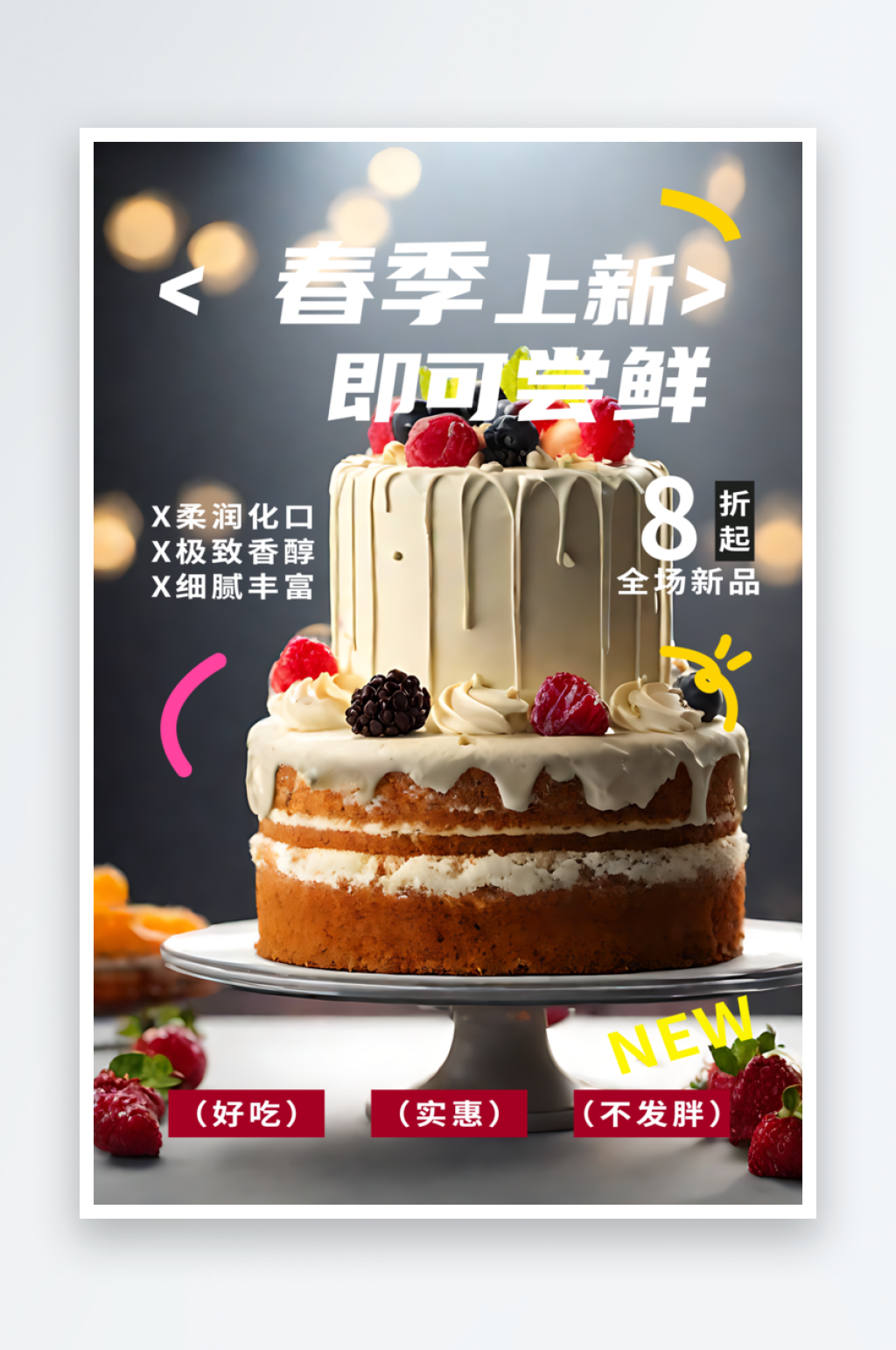 春季蛋糕上新宣传摄影图海报素材