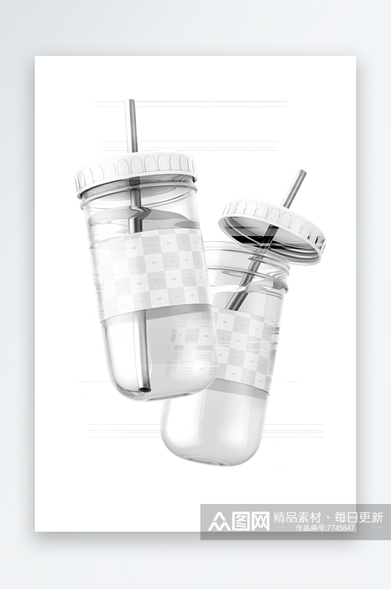 玻璃杯样机包装设计素材