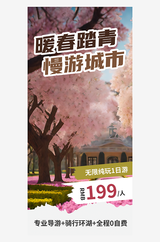 暖春踏青宣传摄影图海报