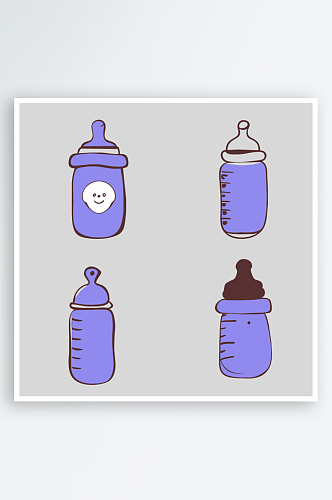 奶瓶卡通风格免抠图小元素