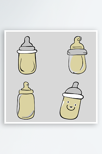 奶瓶卡通风格免抠图元素