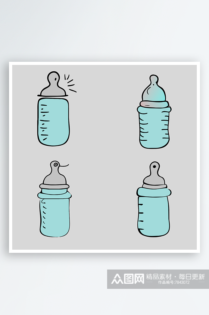 奶瓶卡通风格免抠图元素素材