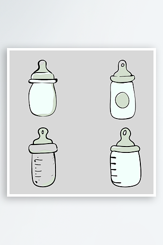 奶瓶卡通风格免抠图小元素