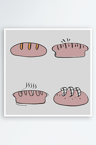 面包卡通风格免抠图小元素