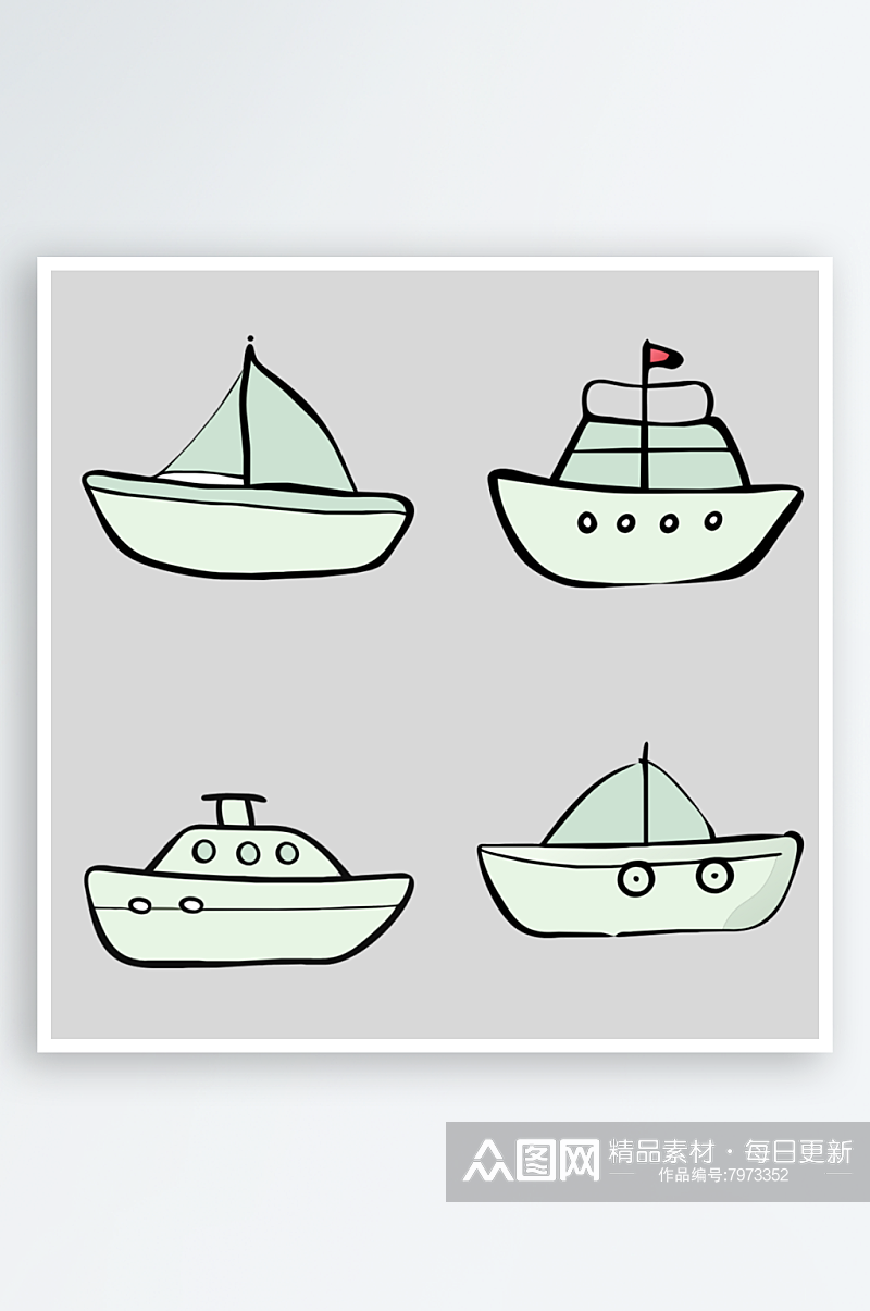 船卡通风格免抠图元素素材