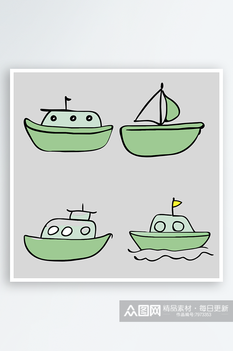 船卡通风格免抠图小元素素材