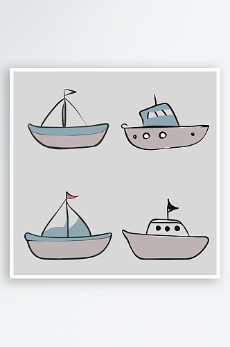 船卡通风格免抠图小元素