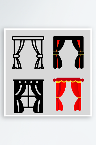 窗帘卡通风格免抠图元素