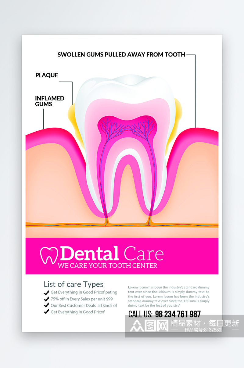 牙科治疗牙齿宣传海报素材