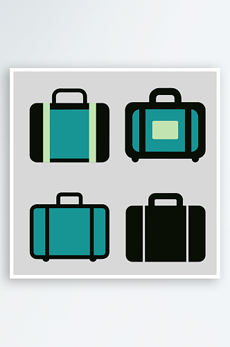 行李箱卡通风格免抠图小元素