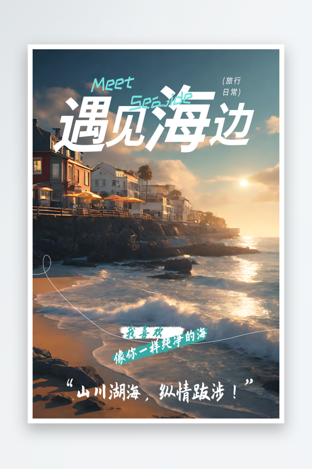 遇見(jiàn)海邊旅游宣傳海報(bào)素材