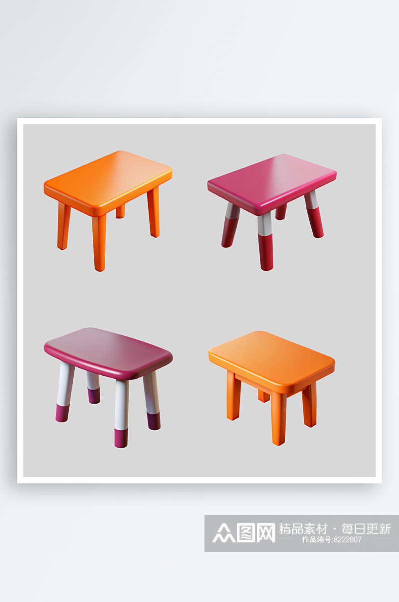 凳子立体免抠图设计元素素材