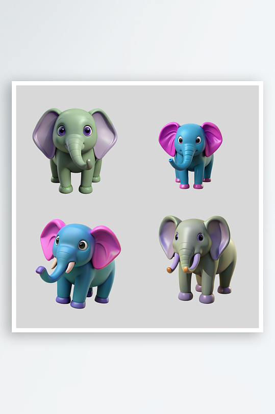 3D大象免抠图立体设计元素