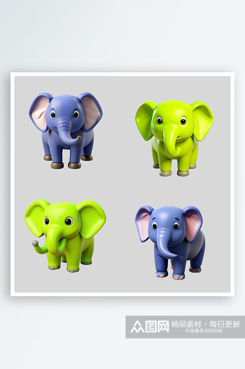 3D大象免抠图立体设计元素素材
