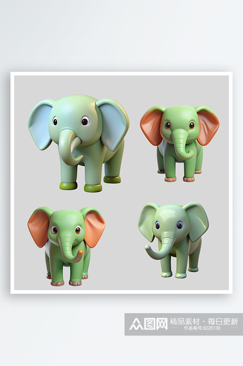 3D大象免抠图立体设计元素素材