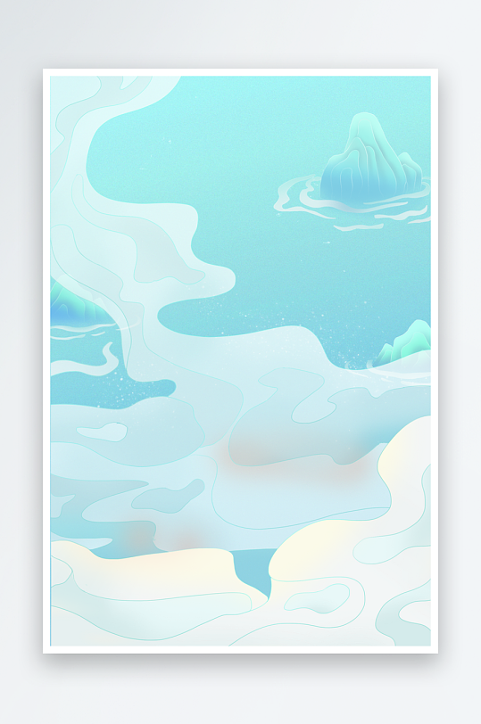 節(jié)氣國潮背景插畫山水云風(fēng)景海報