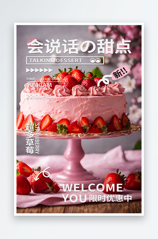 蛋糕优惠宣传摄影图海报